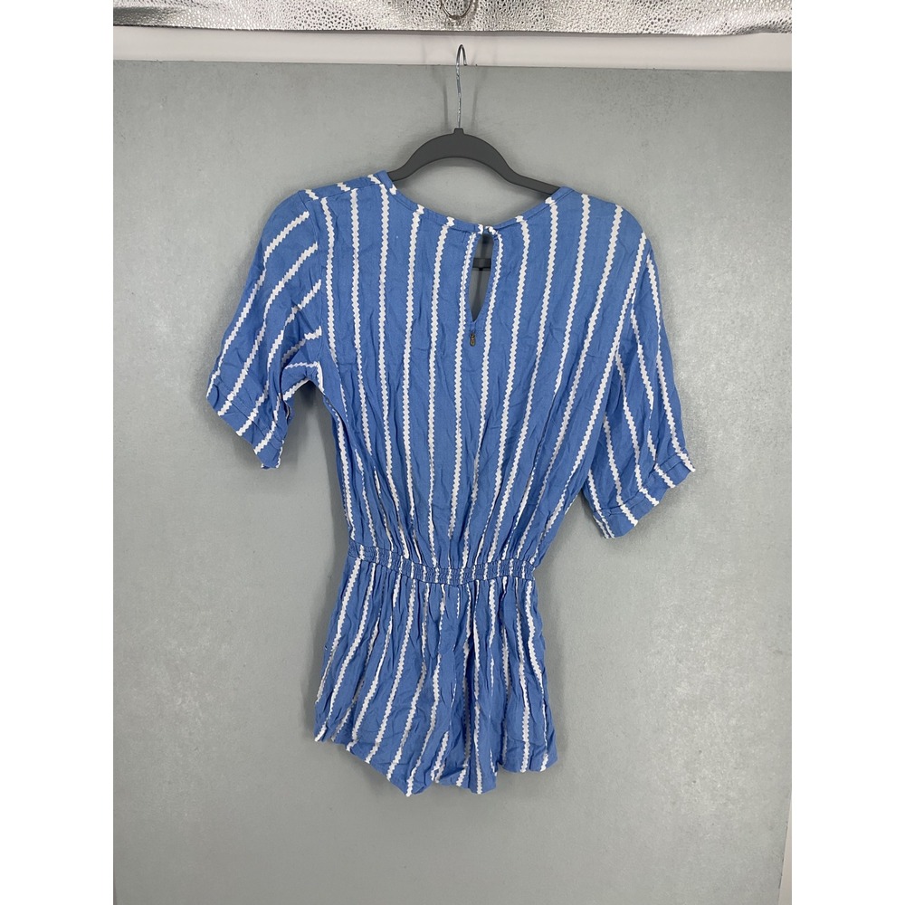 Beachgold Women Romper Blue White Striped Rayon Pineapple Charm Size Extra Small - Picture 8 of 11